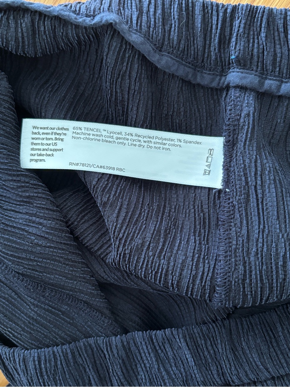 Eileen Fisher Woven Plissé Wide-Leg Pant small petite blue pull on trouser - Picture 8 of 8